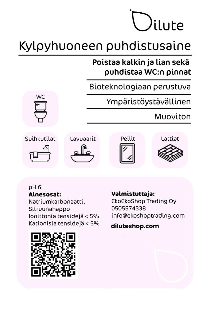 Etikett för brukslösning Dilute® Bath 1 st.