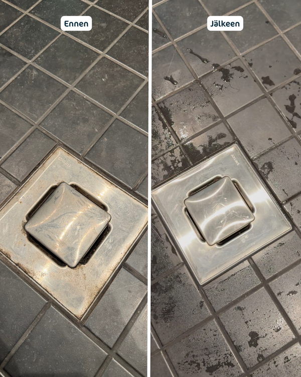 suihkun kaivon kannen pesu kalkista ja saippuajäämistä