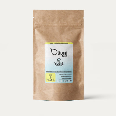 Dilute Pro Yleis -ekologinen yleispuhdistusaine ammattikäyttöön ruskeassa paperipussissa valkoisella taustalla.