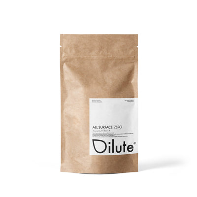 Dilute All Surface Zero -ekologinen yleispuhdistusaine ammattikäyttöön ruskeassa paperipussissa valkoisella taustalla.